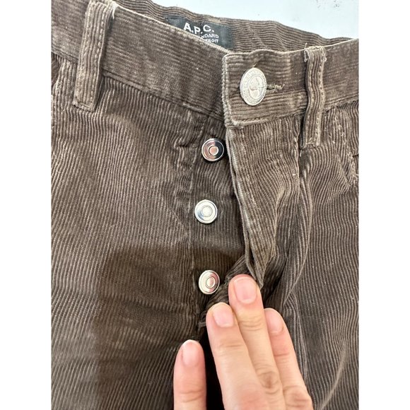 APC Corduroy Pants Mens 30 Brown Petit Standard Button Fly Straight Slim Fit - Picture 8 of 16
